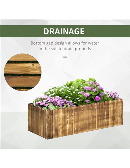 Outsunny 109L Garden Flower Raised Bed Pot Wooden Outdoor Large Rectangle Planter Vegetable Box Outdoor Herb Holder Display (100 - pic 54022 | FastDaddyshop