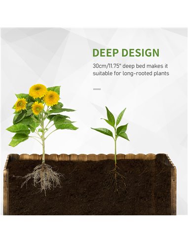 Outsunny 109L Garden Flower Raised Bed Pot Wooden Outdoor Large Rectangle Planter Vegetable Box Outdoor Herb Holder Display (100