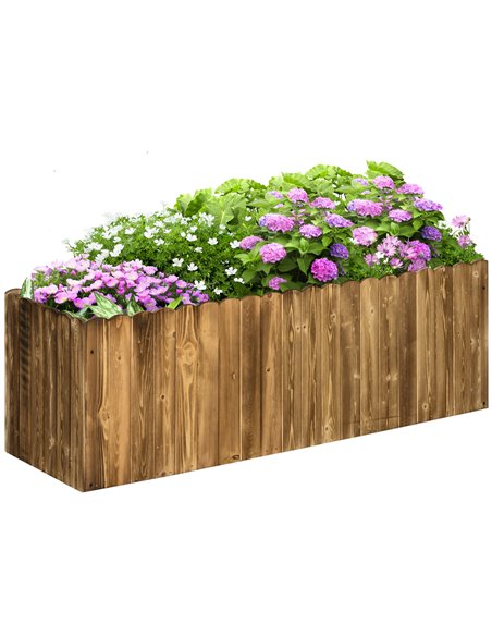 Outsunny 172L Garden Flower Raised Bed Pot Wooden Outdoor Planter, Wood Colour 845-108 - pic 54027 | FastDaddyshop