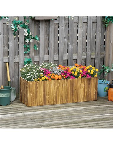 Outsunny 172L Garden Flower Raised Bed Pot Wooden Outdoor Large Rectangle Planter Vegetable Box Outdoor Herb Holder Display (120