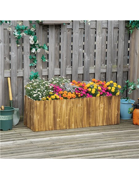 Outsunny 172L Garden Flower Raised Bed Pot Wooden Outdoor Large Rectangle Planter Vegetable Box Outdoor Herb Holder Display (120 - pic 54028 | FastDaddyshop