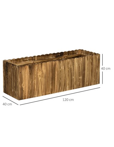 Outsunny 172L Garden Flower Raised Bed Pot Wooden Outdoor Large Rectangle Planter Vegetable Box Outdoor Herb Holder Display (120