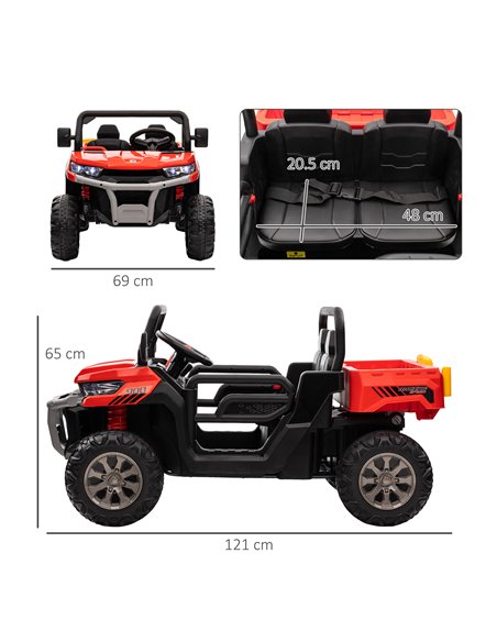 HOMCOM 12V Two-Seater Kids Electric Ride-On Car, with Electric Bucket, Remote Control - Red - pic 5403 | FastDaddyshop