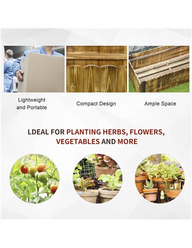 Outsunny 172L Garden Flower Raised Bed Pot Wooden Outdoor Large Rectangle Planter Vegetable Box Outdoor Herb Holder Display (120