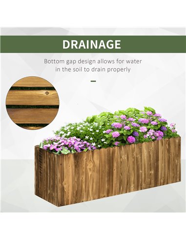 Outsunny 172L Garden Flower Raised Bed Pot Wooden Outdoor Large Rectangle Planter Vegetable Box Outdoor Herb Holder Display (120
