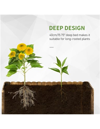 Outsunny 172L Garden Flower Raised Bed Pot Wooden Outdoor Large Rectangle Planter Vegetable Box Outdoor Herb Holder Display (120
