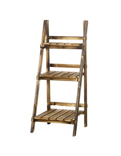 Outsunny 3 Tier 40Lx37Wx93H(cm) Flower Stand Wood Folding Planter, Brown 845-111