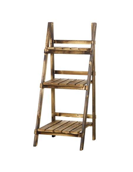 Outsunny 3 Tier 40Lx37Wx93H(cm) Flower Stand Wood Folding Planter, Brown 845-111 - pic 54036 | FastDaddyshop
