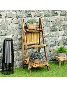 Outsunny 3 Tier 40Lx37Wx93H(cm) Flower Stand Wood Folding Planter, Brown 845-111 2