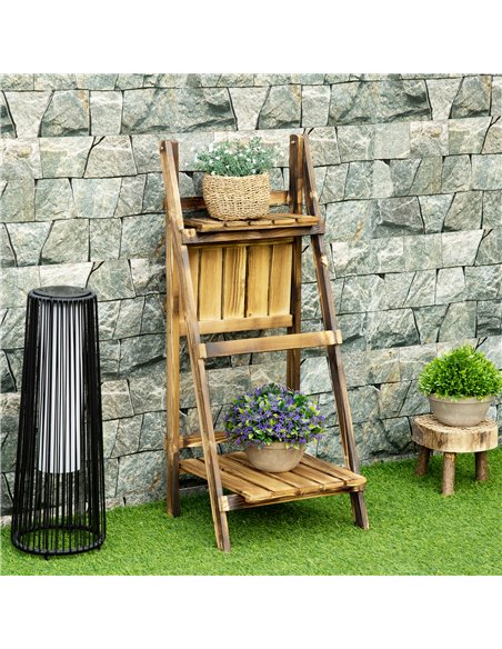 Outsunny 3 Tier Flower Stand Wood Folding Planter Ladder Display Shelf Rack for Garden Outdoor Backyard 40Lx37Wx93H(cm) 845-111 - pic 54037 | FastDaddyshop