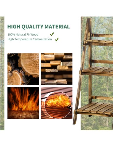 Outsunny 3 Tier Flower Stand Wood Folding Planter Ladder Display Shelf Rack for Garden Outdoor Backyard 40Lx37Wx93H(cm) 845-111