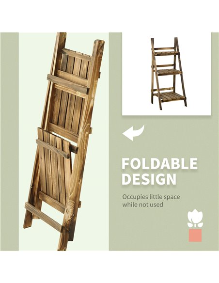 Outsunny 3 Tier Flower Stand Wood Folding Planter Ladder Display Shelf Rack for Garden Outdoor Backyard 40Lx37Wx93H(cm) 845-111 - pic 54041 | FastDaddyshop