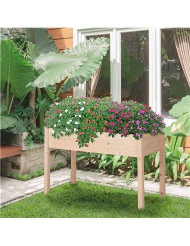 Outsunny Garden Wooden Planters,  Non-Woven Fabric, Rectangular Raised Bed,Fir Wood, Indoor/Outdoor, 122.5Lx56.5Wx76H cm 845-239
