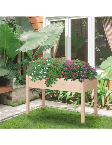 Outsunny Garden Wooden Planters,  Non-Woven Fabric, Rectangular Raised Bed,Fir Wood, Indoor/Outdoor, 122.5Lx56.5Wx76H cm 845-239 - pic 54064 | FastDaddyshop