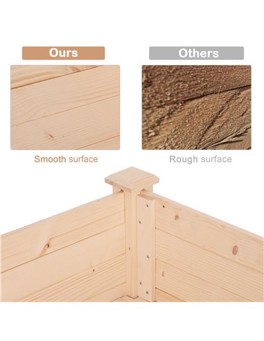 Outsunny Garden Wooden Planters,  Non-Woven Fabric, Rectangular Raised Bed,Fir Wood, Indoor/Outdoor, 122.5Lx56.5Wx76H cm 845-239
