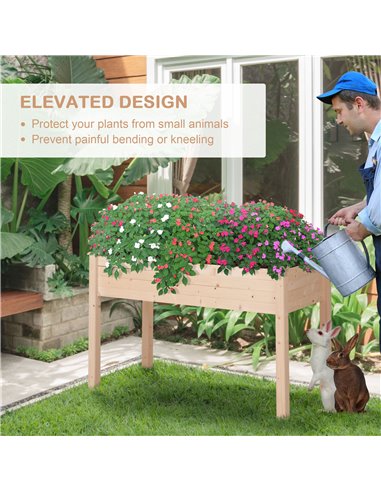 Outsunny Garden Wooden Planters,  Non-Woven Fabric, Rectangular Raised Bed,Fir Wood, Indoor/Outdoor, 122.5Lx56.5Wx76H cm 845-239