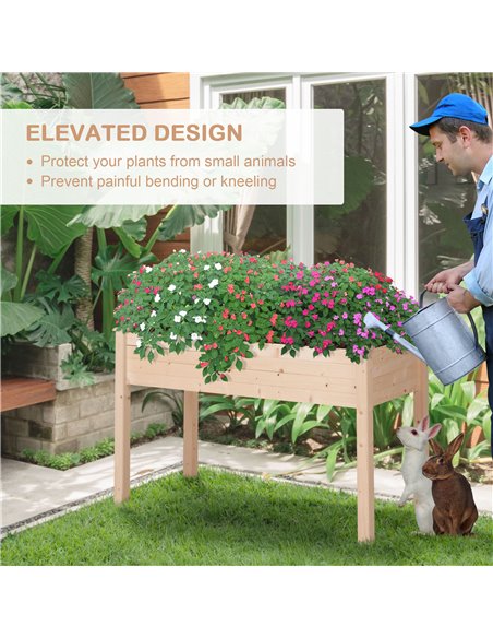 Outsunny Garden Wooden Planters,  Non-Woven Fabric, Rectangular Raised Bed,Fir Wood, Indoor/Outdoor, 122.5Lx56.5Wx76H cm 845-239 - pic 54067 | FastDaddyshop