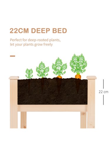 Outsunny Garden Wooden Planters,  Non-Woven Fabric, Rectangular Raised Bed,Fir Wood, Indoor/Outdoor, 122.5Lx56.5Wx76H cm 845-239