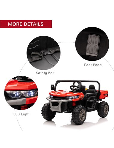 HOMCOM 12V Two-Seater Kids Electric Ride-On Car, with Electric Bucket, Remote Control - Red