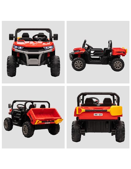HOMCOM 12V Two-Seater Kids Electric Ride-On Car, with Electric Bucket, Remote Control - Red - pic 5409 | FastDaddyshop