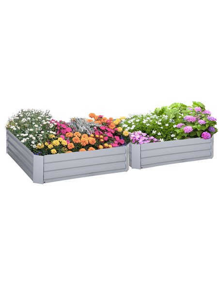 Outsunny Set of 2 Raised Garden Planter Box 1m x 1m x 0.3m, Grey 845-517GY - pic 54117 | FastDaddyshop