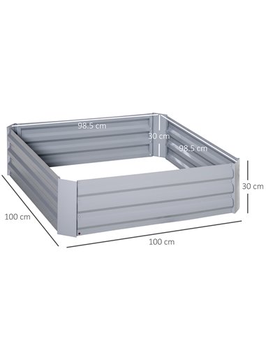 Outsunny Set of 2 Raised Garden Bed, Elevated Planter Box with Galvanized Steel Frame for Growing Flowers, Herbs, 1m x 1m x 0.3m