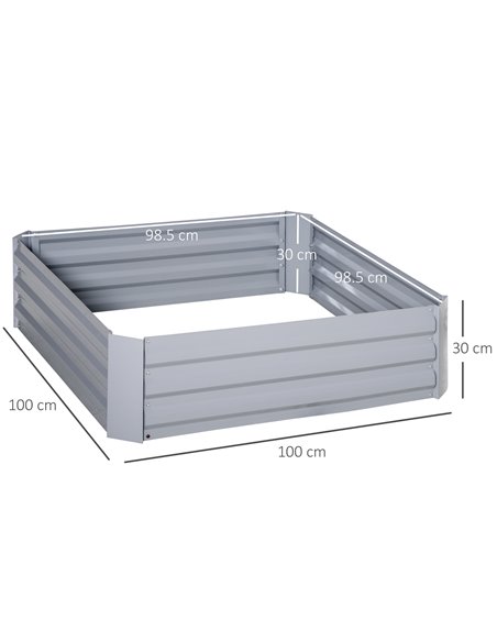 Outsunny Set of 2 Raised Garden Bed, Elevated Planter Box with Galvanized Steel Frame for Growing Flowers, Herbs, 1m x 1m x 0.3m - pic 54119 | FastDaddyshop