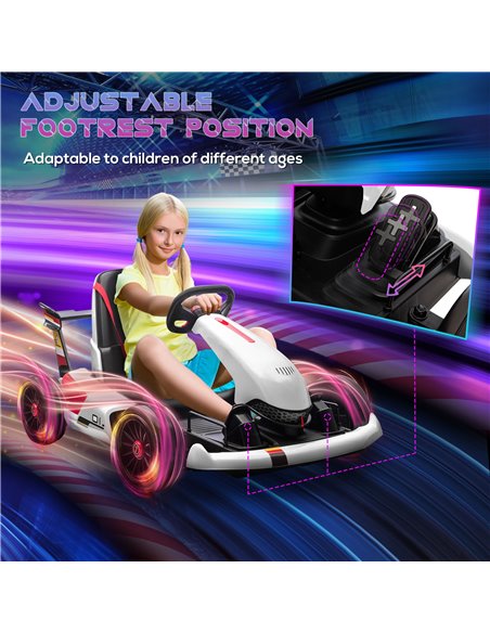 HOMCOM Electric Go Kart with Adjustable Footrest, Reversing Steering Wheel, Kids Ride-On Racing Go Kart with 12V Rechargeable Ba - pic 5412 | FastDaddyshop