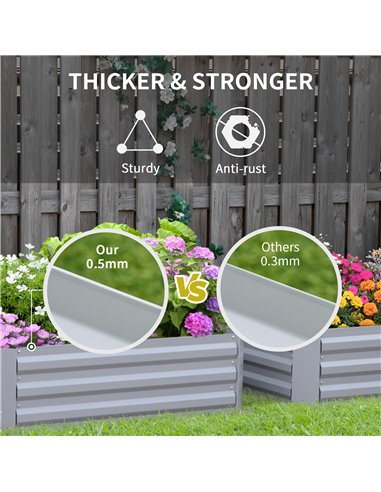 Outsunny Set of 2 Raised Garden Bed, Elevated Planter Box with Galvanized Steel Frame for Growing Flowers, Herbs, 1m x 1m x 0.3m