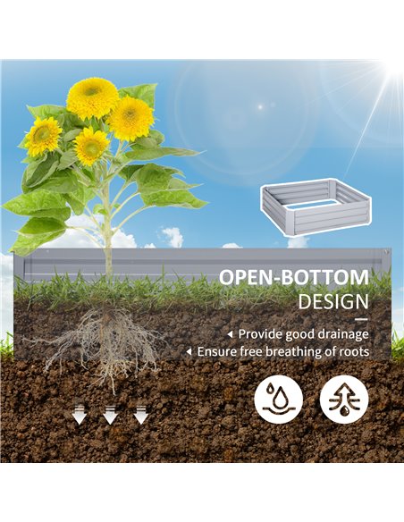 Outsunny Set of 2 Raised Garden Bed, Elevated Planter Box with Galvanized Steel Frame for Growing Flowers, Herbs, 1m x 1m x 0.3m - pic 54122 | FastDaddyshop
