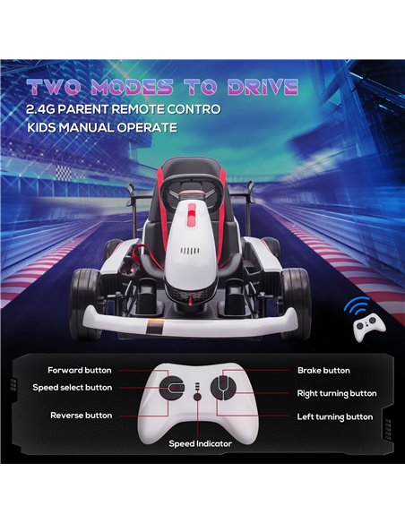 HOMCOM Electric Go Kart with Adjustable Footrest, Reversing Steering Wheel, Kids Ride-On Racing Go Kart with 12V Rechargeable Ba - pic 5413 | FastDaddyshop
