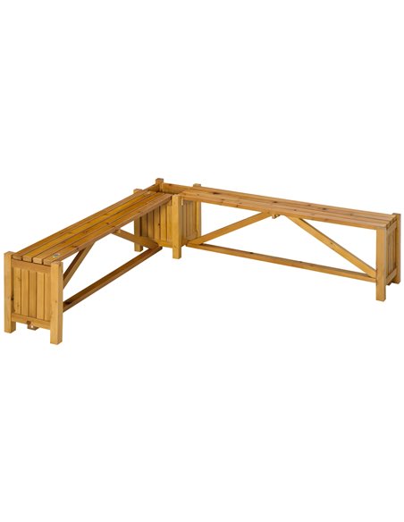 Outsunny Wooden Garden Corner Bench with Planter Combination, Planter Box with Garden Bench Seat for Patio, Park and Deck, Brown - pic 54153 | FastDaddyshop