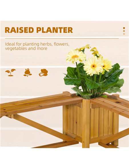 Outsunny Wooden Garden Corner Bench with Planter Combination, Planter Box with Garden Bench Seat for Patio, Park and Deck, Brown - pic 54156 | FastDaddyshop