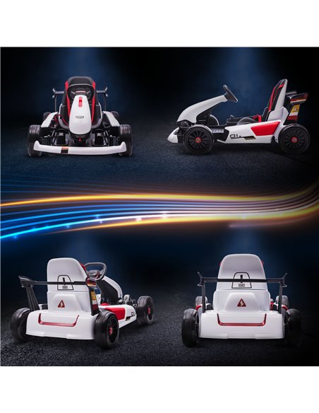 HOMCOM Electric Go Kart with Adjustable Footrest, Reversing Steering Wheel, Kids Ride-On Racing Go Kart with 12V Rechargeable Ba - pic 5416 | FastDaddyshop