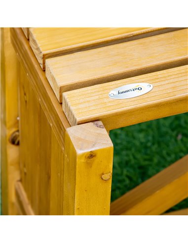 Outsunny Wooden Garden Corner Bench with Planter Combination, Planter Box with Garden Bench Seat for Patio, Park and Deck, Brown