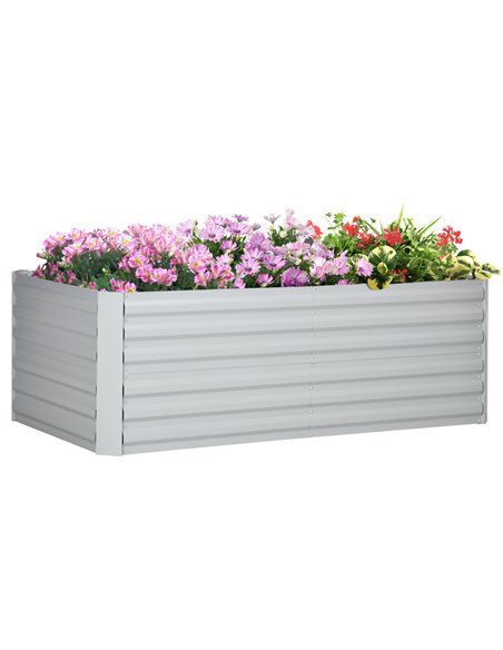 Outsunny 180 x 90 x 59 cm Galvanised Steel Outdoor Planter, Grey 845-774V00LG - pic 54162 | FastDaddyshop