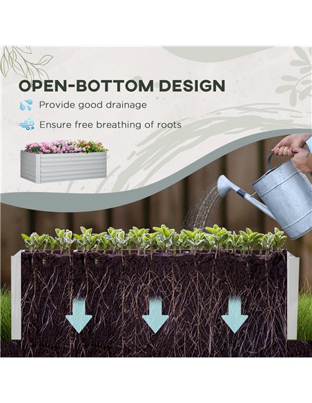 Outsunny Raised Beds for Garden, Galvanised Steel Outdoor Planters with Multi-reinforced Rods, 180 x 90 x 59 cm, Grey 845-774V00 - pic 54165 | FastDaddyshop