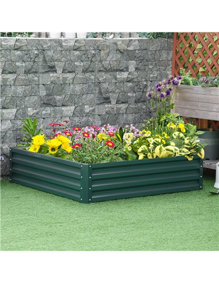 Outsunny Metal Raised Garden Bed, Square Planter Box for Vegetables, Flowers, Herbs, Weatherized Steel, 120 x 120 x 30 cm, Green - pic 54172 | FastDaddyshop