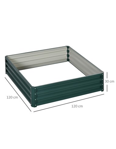 Outsunny Metal Raised Garden Bed, Square Planter Box for Vegetables, Flowers, Herbs, Weatherized Steel, 120 x 120 x 30 cm, Green