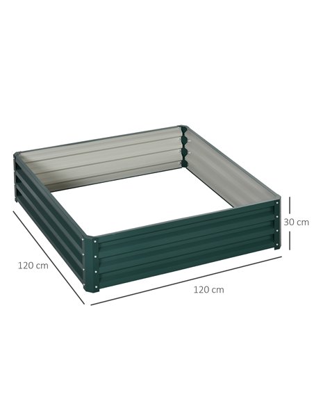 Outsunny Metal Raised Garden Bed, Square Planter Box for Vegetables, Flowers, Herbs, Weatherized Steel, 120 x 120 x 30 cm, Green - pic 54173 | FastDaddyshop