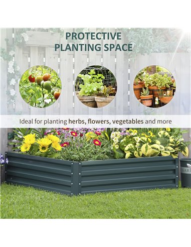 Outsunny Metal Raised Garden Bed, Square Planter Box for Vegetables, Flowers, Herbs, Weatherized Steel, 120 x 120 x 30 cm, Green