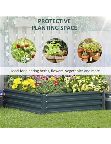 Outsunny Metal Raised Garden Bed, Square Planter Box for Vegetables, Flowers, Herbs, Weatherized Steel, 120 x 120 x 30 cm, Green - pic 54174 | FastDaddyshop