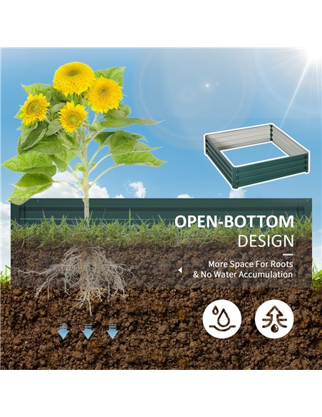 Outsunny Metal Raised Garden Bed, Square Planter Box for Vegetables, Flowers, Herbs, Weatherized Steel, 120 x 120 x 30 cm, Green - pic 54176 | FastDaddyshop