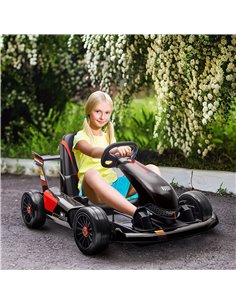 Homcom 4+ Electric Go Kart 12V with Adjustable Footrest, Reversing Steering Wheel, 2 Speeds, Black 2