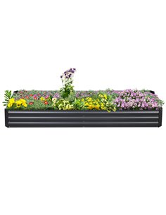 Outsunny 241x90.5x30cm Metal Raised Garden Bed Planter Box, Grey 845-518GY