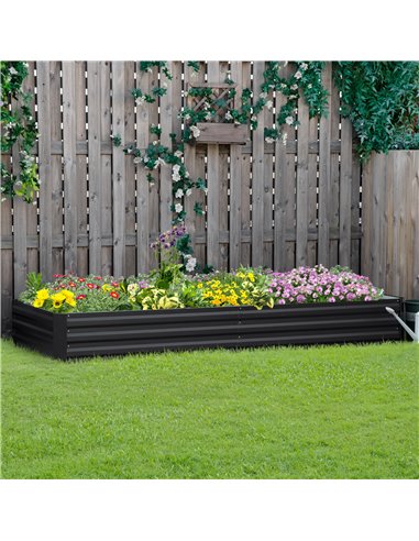 Outsunny Metal Raised Garden Bed Planter Box Outdoor Planters for Growing Flowers, Herbs, Grey, 241x90.5x30cm 845-518GY