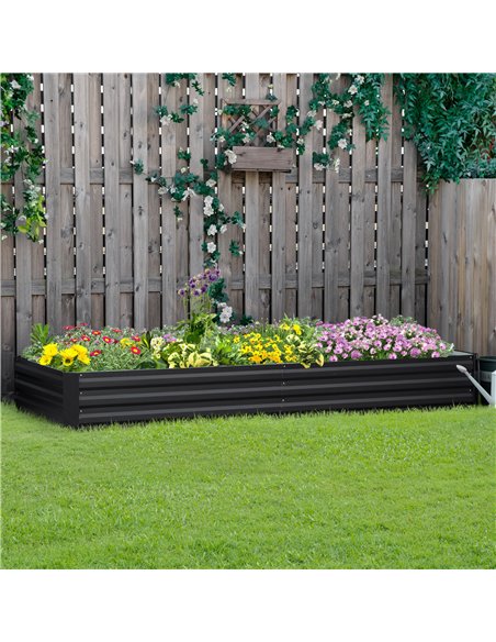 Outsunny Metal Raised Garden Bed Planter Box Outdoor Planters for Growing Flowers, Herbs, Grey, 241x90.5x30cm 845-518GY - pic 54199 | FastDaddyshop