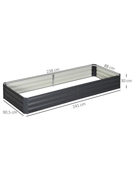 Outsunny Metal Raised Garden Bed Planter Box Outdoor Planters for Growing Flowers, Herbs, Grey, 241x90.5x30cm 845-518GY - pic 54200 | FastDaddyshop