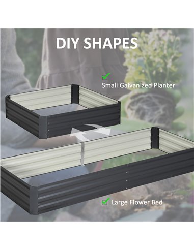 Outsunny Metal Raised Garden Bed Planter Box Outdoor Planters for Growing Flowers, Herbs, Grey, 241x90.5x30cm 845-518GY
