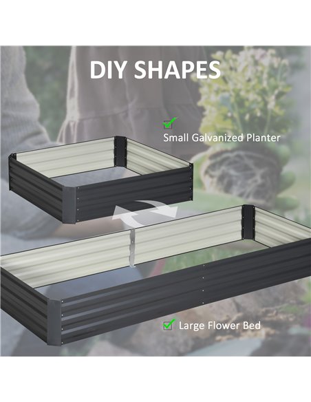 Outsunny Metal Raised Garden Bed Planter Box Outdoor Planters for Growing Flowers, Herbs, Grey, 241x90.5x30cm 845-518GY - pic 54202 | FastDaddyshop